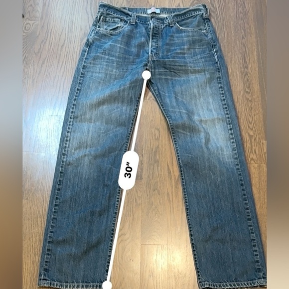 Levis Jeans Men's 34x32 501 Straight Leg Dark Wash Grey Denim Pants Adult y2k E - Picture 8 of 10